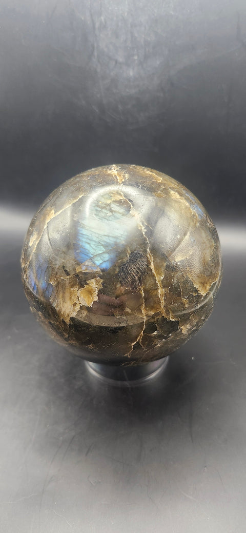 Labradorite sphere! 87mm, 3.42 inches, 2.2 pounds