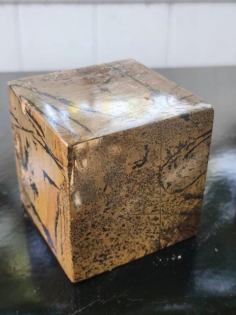 Dendritic jasper cube! 2.4 inches, 1.4 pounds