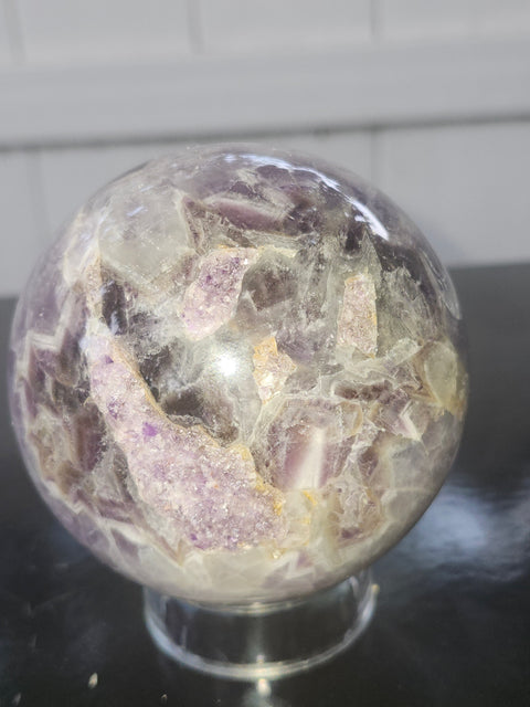 Chevron amethyst sphere! 1.9 pounds, 79mm, 3.1 inches