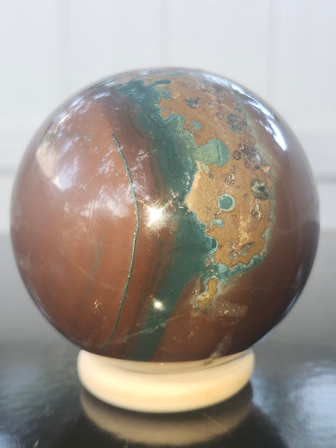 Ocean jasper sphere! 72mm, 2.83 inches, 1.1 pounds