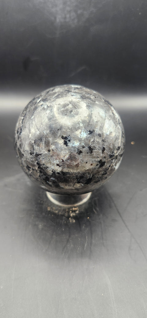 Larvikite sphere. 65.9mm, 2.59 inches, 14.5 ounces!