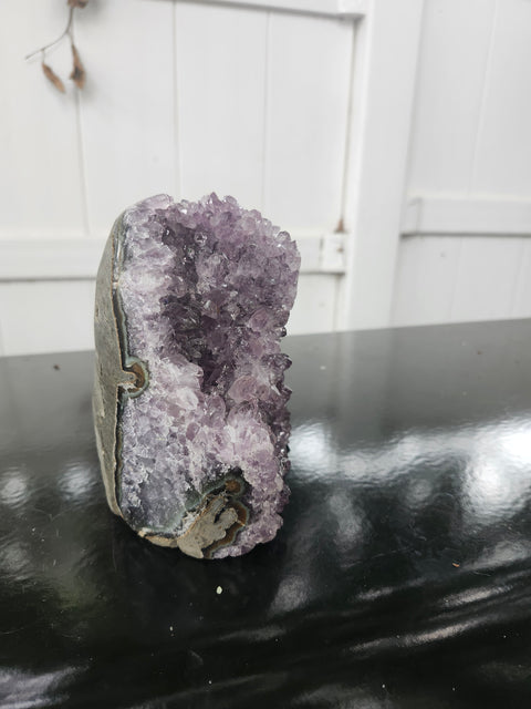 Amethyst cut base free form! 2.4 pounds, 4.5 inches tall, 3.3 inches wide