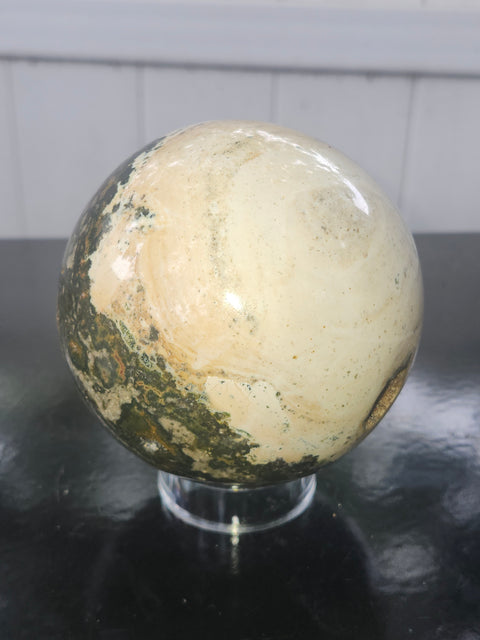 Ocean jasper sphere! 93mm, 3.66 inches, 2.6 pounds