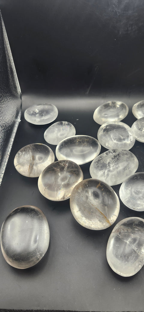 Clear quartz palm stones set of 2, 1 to 2 ounces!