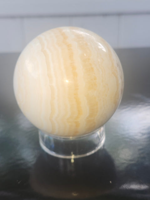 Orange calcite sphere! 67mm, 2.6 inches, 15 ounces