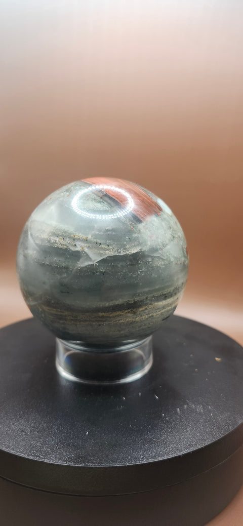 African bloodstone sphere! 73.5mm, 2.89 inches 1.4 pounds