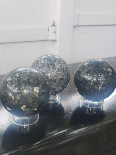 Larvikite sphere! 1.8 pounds, 78mm, 3 inches