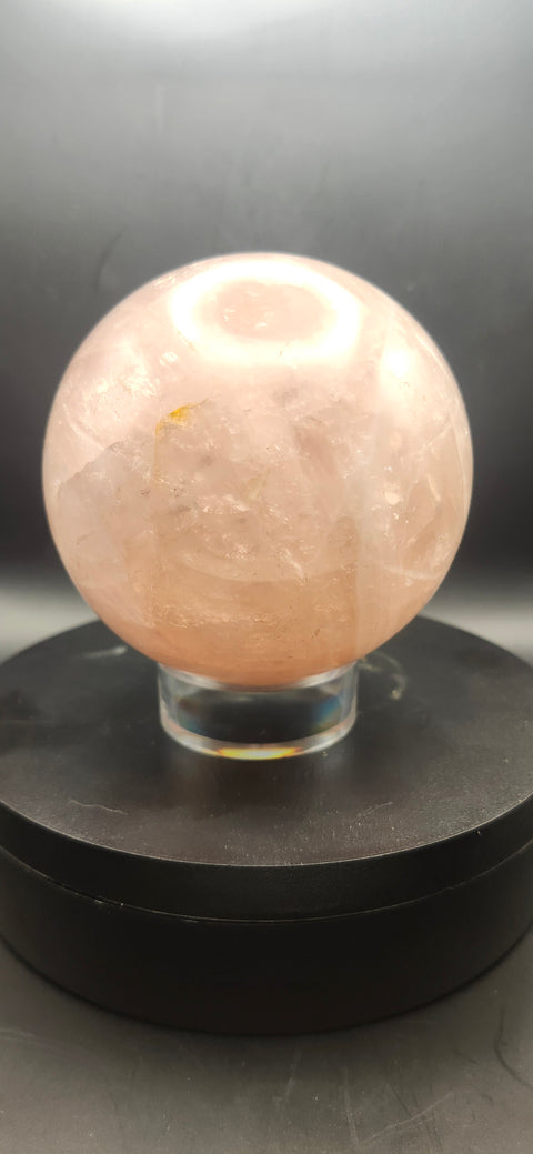 Rose quartz sphere, 85mm, 3.35 inches, 1.15 pounds