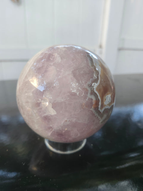 Amethyst lace agate sphere! 85mm, 3.36 inches, 2.1 pounds