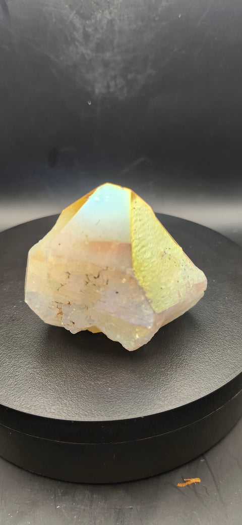 Angel aura citrine polished top point! 4 ounces.