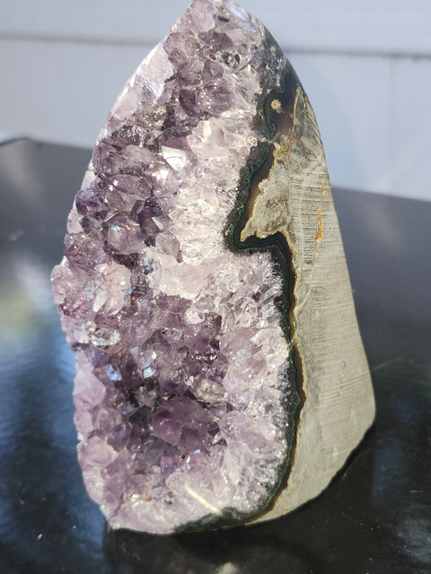 Amethyst cut base free form! 1.12 pounds, 4.9 inches tall, 2.8 wide