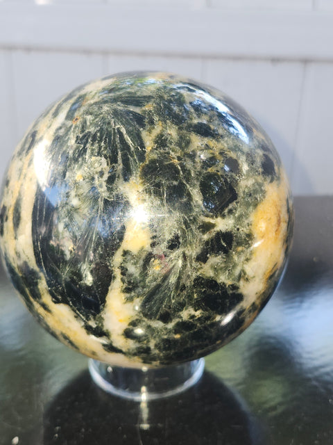 Mega Green sodalite sphere! 98.9mm, 3.89 inches, 3.8 pounds