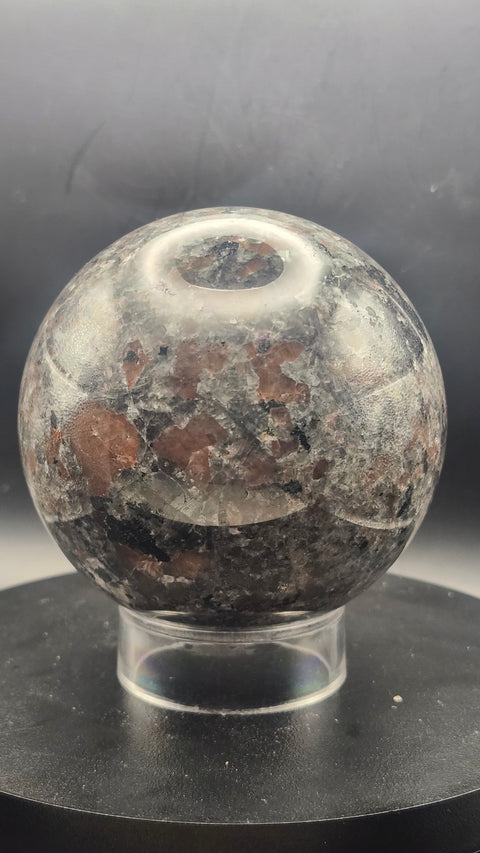 Flame stone sphere yooperlite 80mm, 3.15 inches, 1.9 pounds