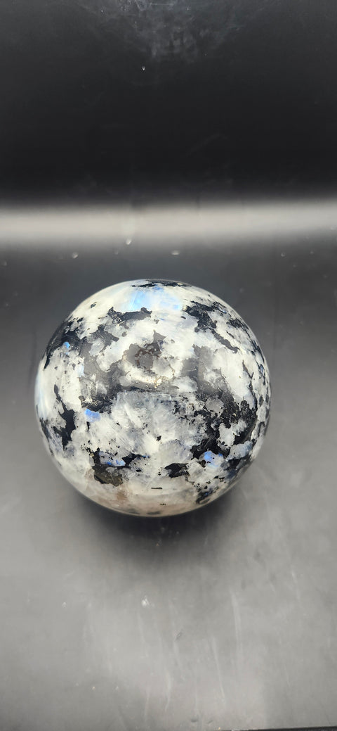 Rainbow moonstone sphere! 79.6mm, 3.13 inches, 1.10 pounds
