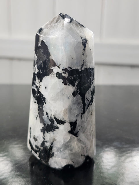 Rainbow moonstone full polished point tower! 2.5 too 3.5 inches