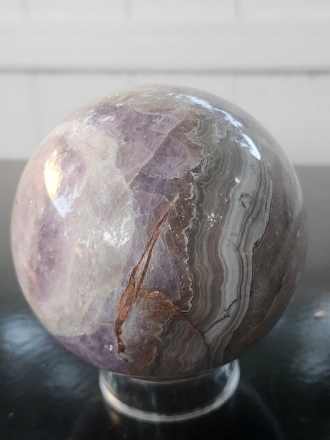 Amethyst lace agate sphere! 83mm, 3.27 inches, 1.13 pounds