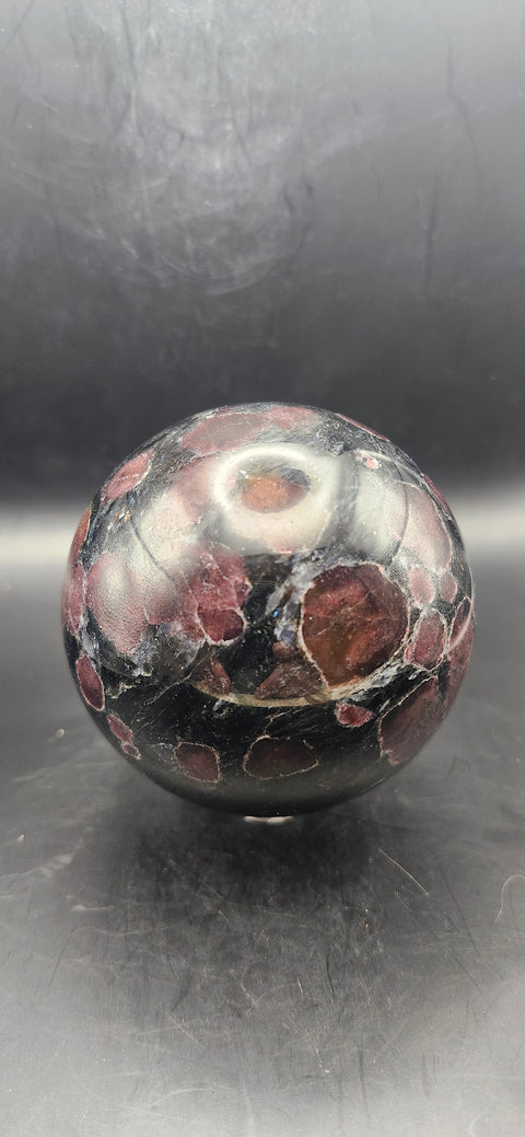 Astrophyllite garnet firework sphere! 74.5mm, 2.93 inches, 1.9 pounds
