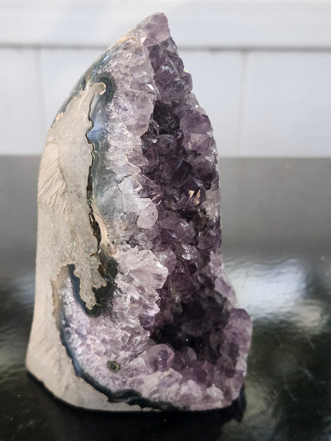 Amethyst cut base free form! 1.12 pounds, 4.9 inches tall, 2.8 wide
