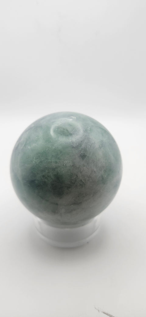 Green florite sphere. 60mm, 2.37 inches, 14.2 ounces
