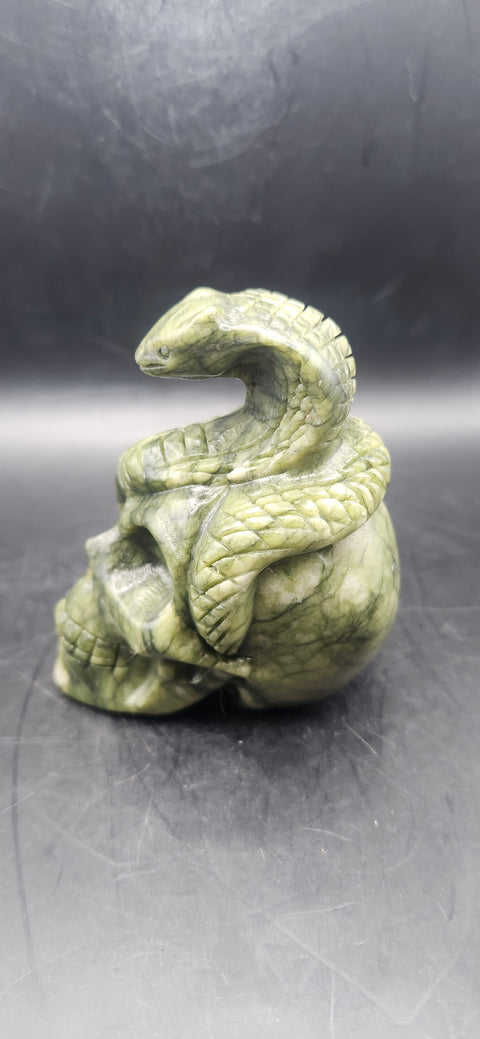 Serpentine skull& king Cobra! 3 inchs tall 2.8 long, 10.6 ounces
