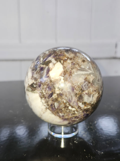 Chevron amethyst sphere!! 75mm, 2.95 inches, 1.4 pounds