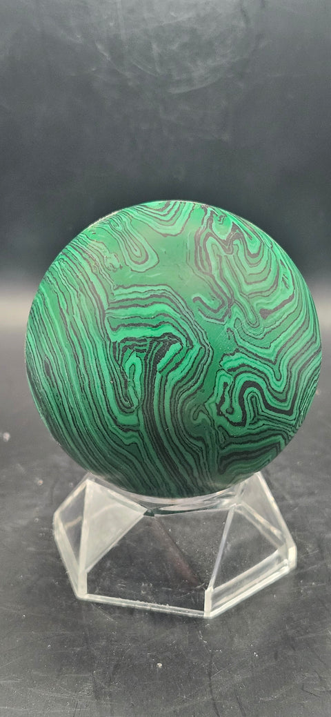 Malachite sphere! 61.5mm, 2.4 inches, 9.2 ounces!