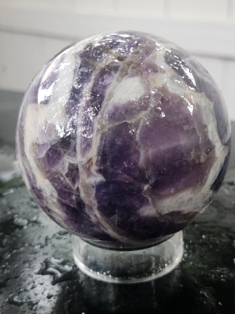 Chevron amethyst sphere! 3.05 inches, 1.7 pounds