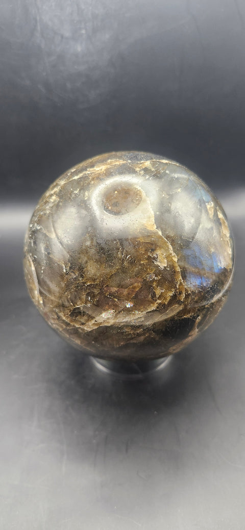 Labradorite sphere! 87mm, 3.42 inches, 2.2 pounds