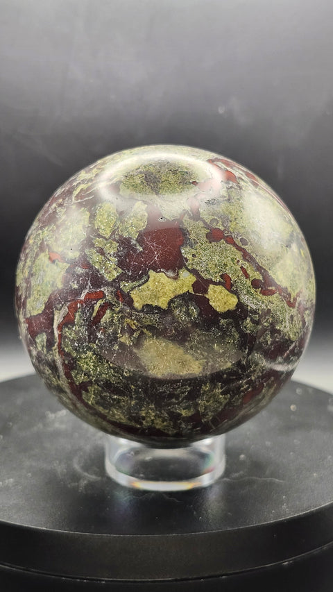 Dragon bloodstone sphere, 1.6 pounds,75mm, 2.95 inches
