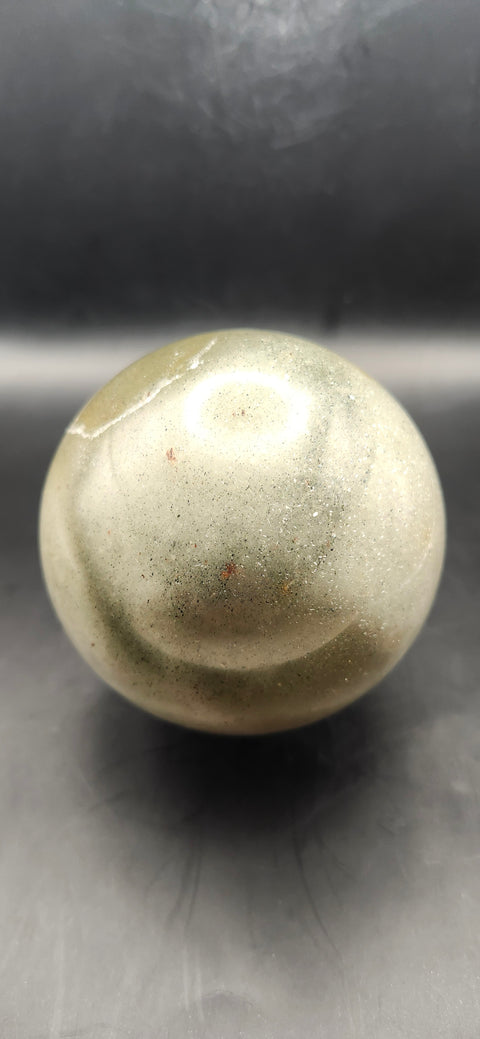 Green aventurine silver flash sphere! 76.4mm, 3 inches, 1.6 pounds