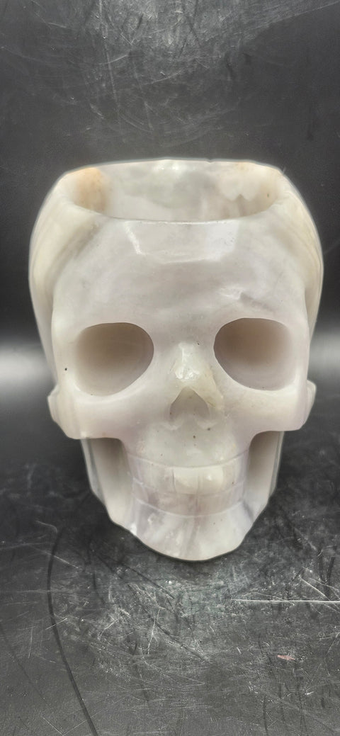 Striped calcite skull offering bowl! 2.13 pounds, 5 inches long 4 inches wide