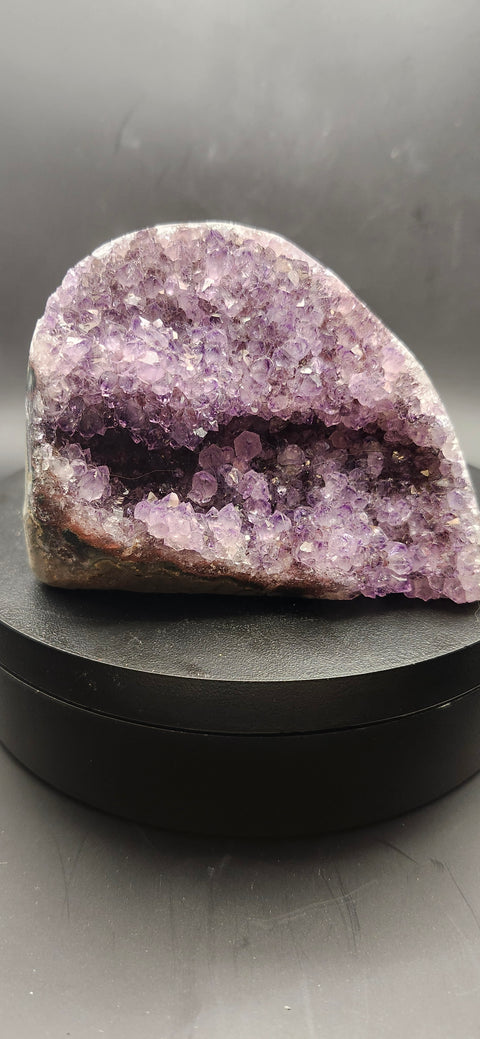 Amethyst cut base free form! 12 ounces, 3.6 inches long, 2.8 tall