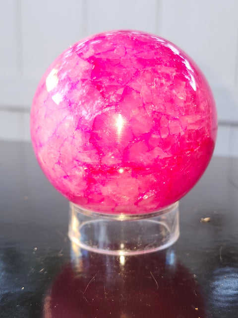 Pink crackle quartz sphere! 71mm, 2.8 inches, 1.2 pounds
