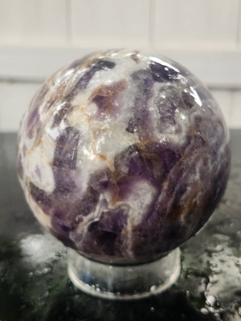 Chevron amethyst sphere! 3.05 inches, 1.7 pounds