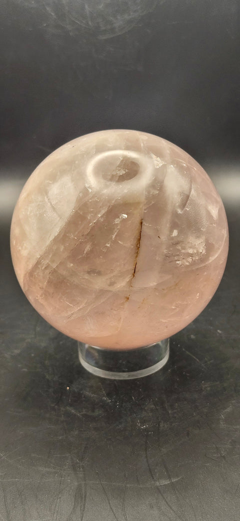 Rose quartz sphere! 69.8mm, 2.7 inches, one pound!