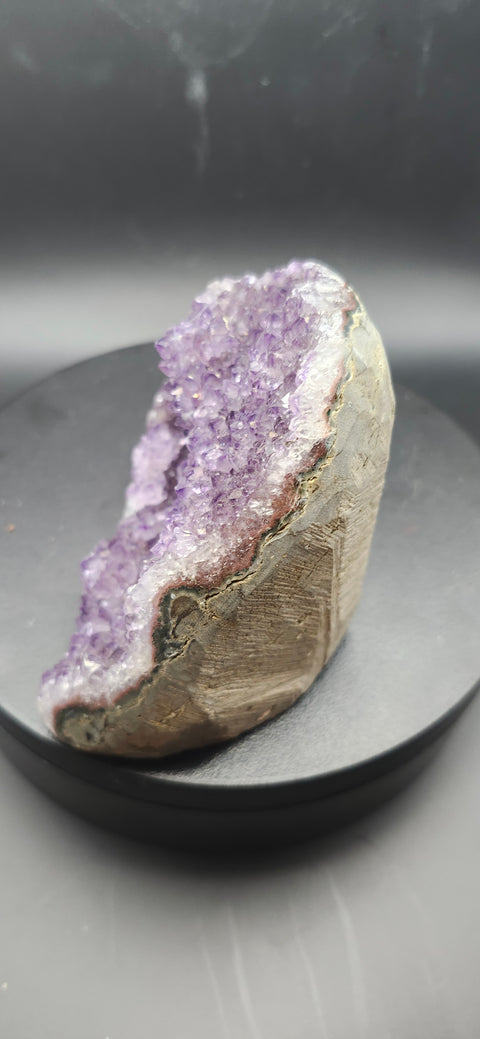 Amethyst cut base free form! 12 ounces, 3.6 inches long, 2.8 tall