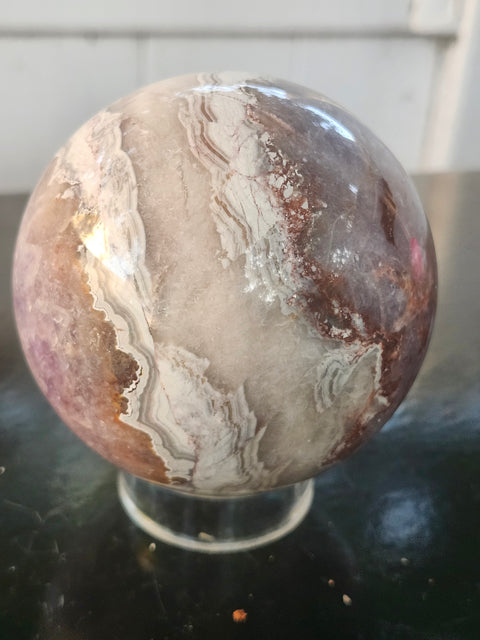 Amethyst lace agate sphere! 84mm, 3.3 inches, 1.14 pounds