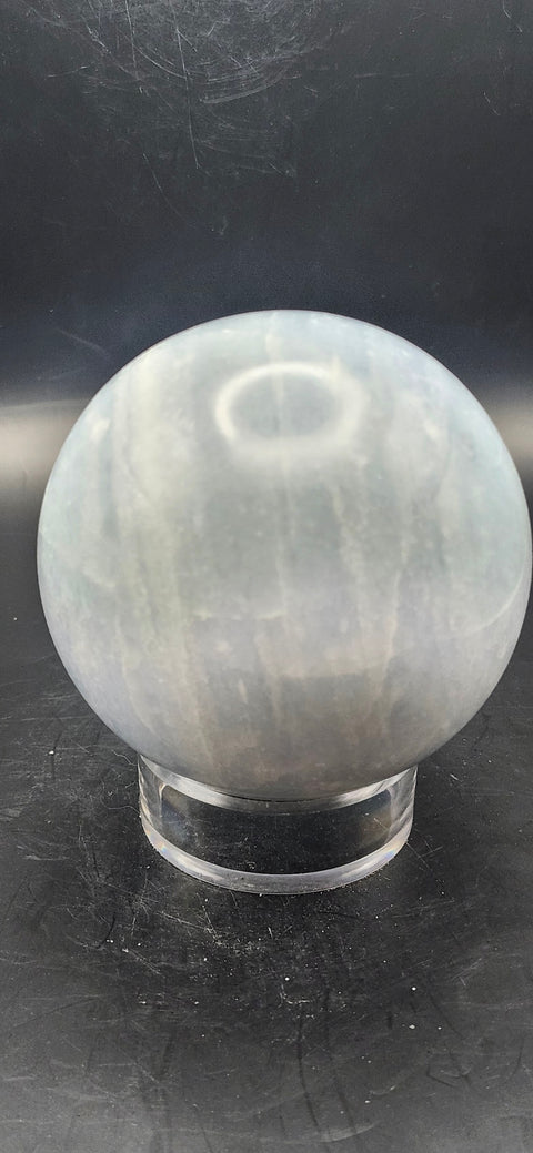 Blue calcite sphere! 73.5mm, 2.8 inches, 1.4 pounds!