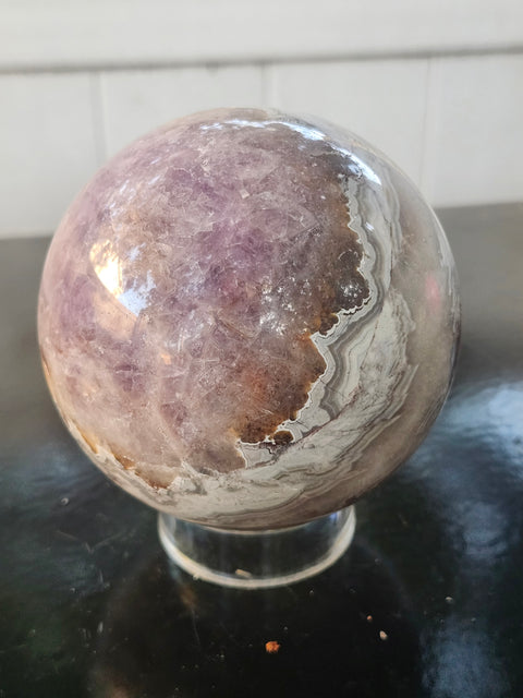 Amethyst lace agate sphere! 84mm, 3.3 inches, 1.14 pounds