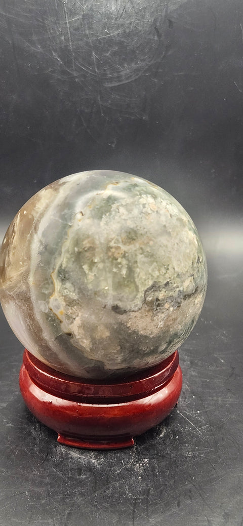 Florite/ ferruginous quartz sphere!! 15.7 ounces, 65.6mm, 2.5 inches