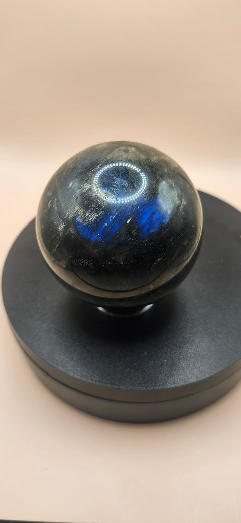 Labradorite sphere! 65mm, 2.5 inches, 14 ounces blue flash