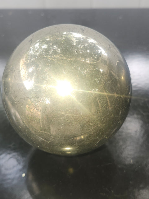 Pyrite sphere! 2.9 pounds, 77mm, 3.05 inches