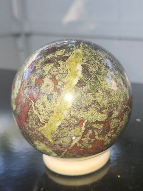 Dragon bloodstone sphere! 72mm, 2.8 inches, 1.5 pounds