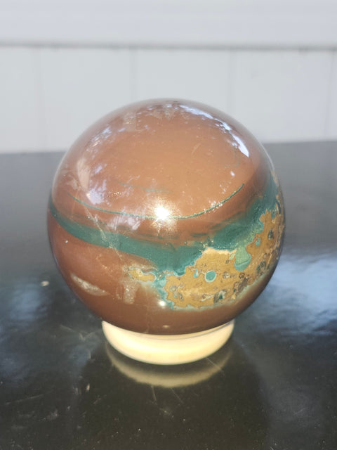 Ocean jasper sphere! 72mm, 2.83 inches, 1.1 pounds