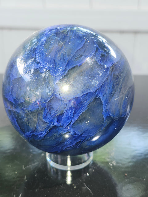 Blueberry quartz sphere! 78mm, 3.1 inches, 1.4 pounds