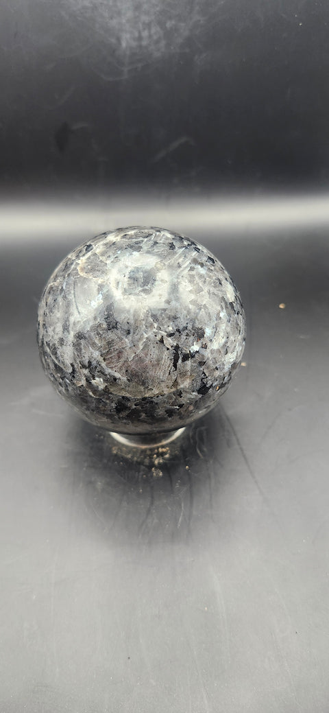 Larvikite sphere. 65.9mm, 2.59 inches, 14.5 ounces!