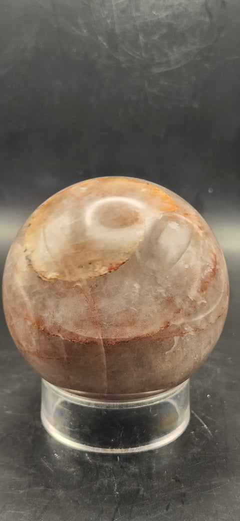 Fire quartz sphere! 64.3mm, 2.5 inches, 13 ounces