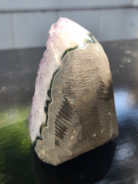 Amethyst cut base free form! 13.6 ounces, 3.2 inches tall, 2.7 wide