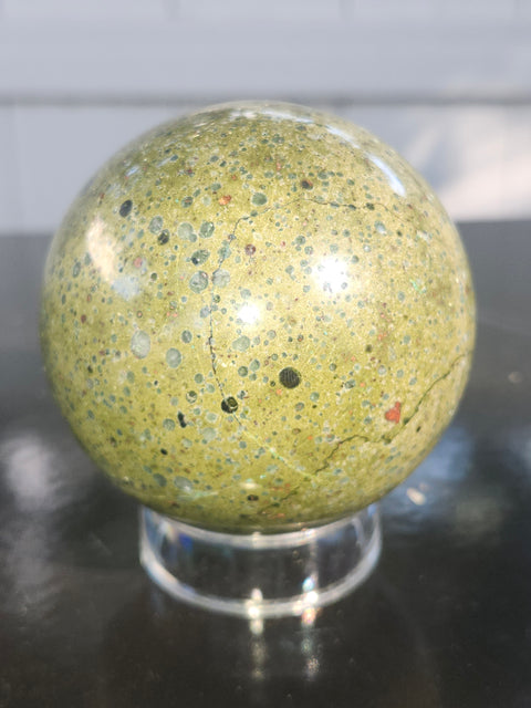 Olive opal sphere! 1.7 pounds, 73mm, 2.8 inches