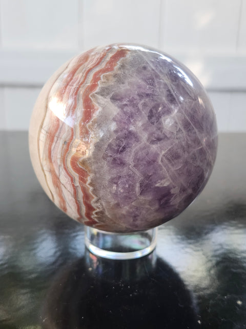Amethyst lace agate sphere! 74mm 2.93 inches, 1.4 pounds